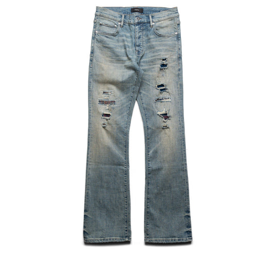 Purple Brand Low Rise Flared Leg Rip and Repair Jean - Light Indigo
