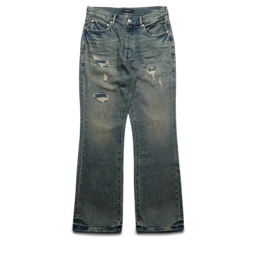 Purple Brand Mid Rise Bootcut Leg Quilted Destroy Jean - Mid Indigo