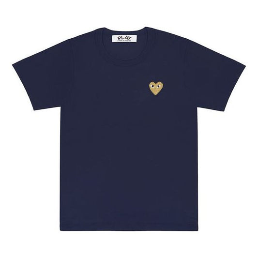 (WMNS) COMME des GARCONS PLAY Basic T-Shirt Gold Emblem 'Navy' AZ-T215-051-2