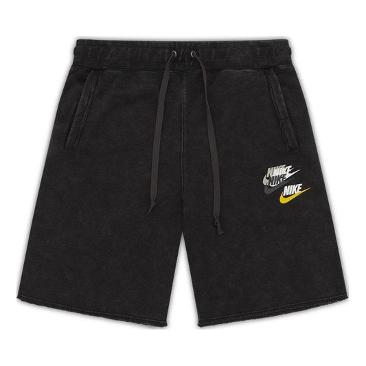 Men's Nike Printing Logo Solid Color Lacing Casual Shorts Black DV3315-010