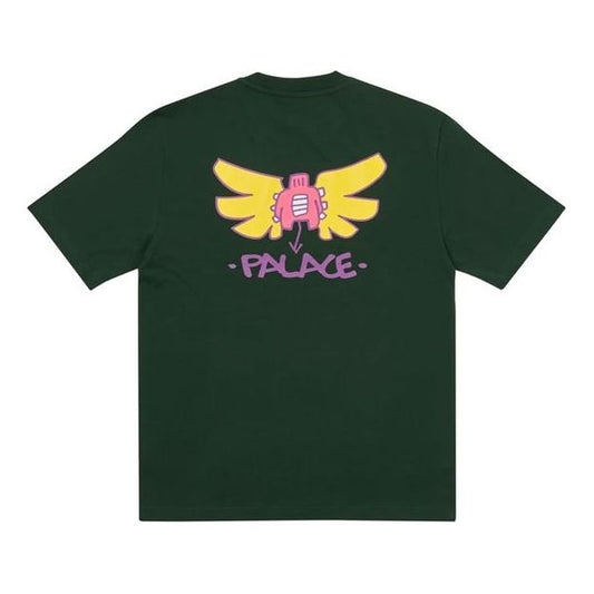 PALACE x Slap Magazine Crossover Angel Cartoon Funny Pattern Printing Short Sleeve Green T-Shirt P20TS256