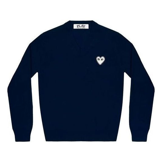 (WMNS) COMME des GARCONS PLAY V-Neck Pullover White Emblem 'Navy' AZ-N059-051-2