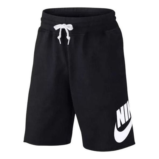 Nike Large Logo Printing Elastic Waistband Drawstring Sports Shorts Black 905299-010