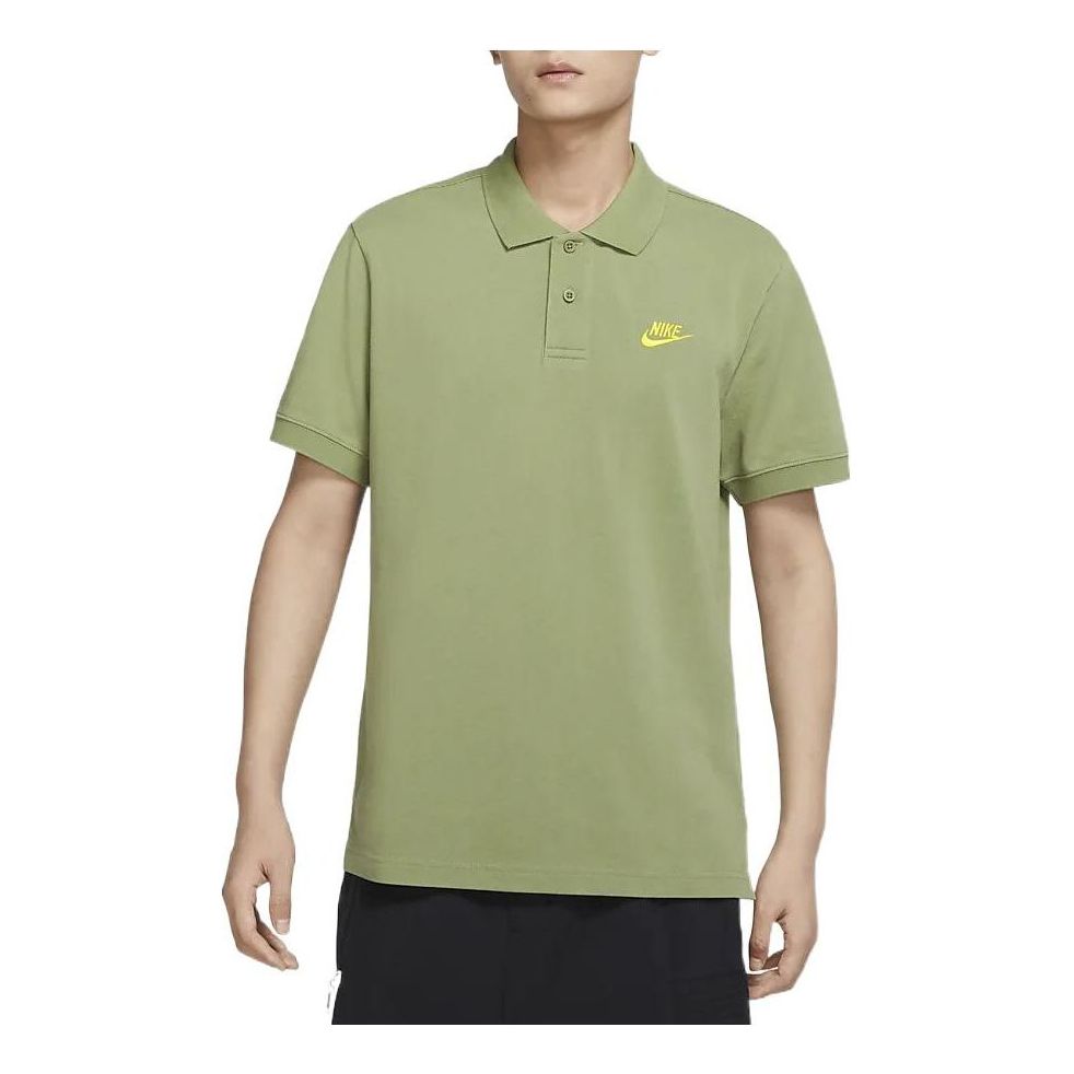 Nike Sportswear Solid Color Logo Embroidered Short Sleeve Polo Shirt Green CJ4457-334
