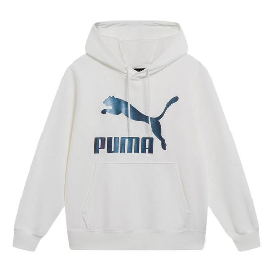 PUMA Classics Metallic Logo Hoodie 'White Blue' 535341-02