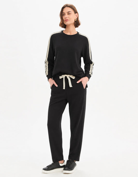 Barrel Leg Lounge Pant - Black / Cream Stripe